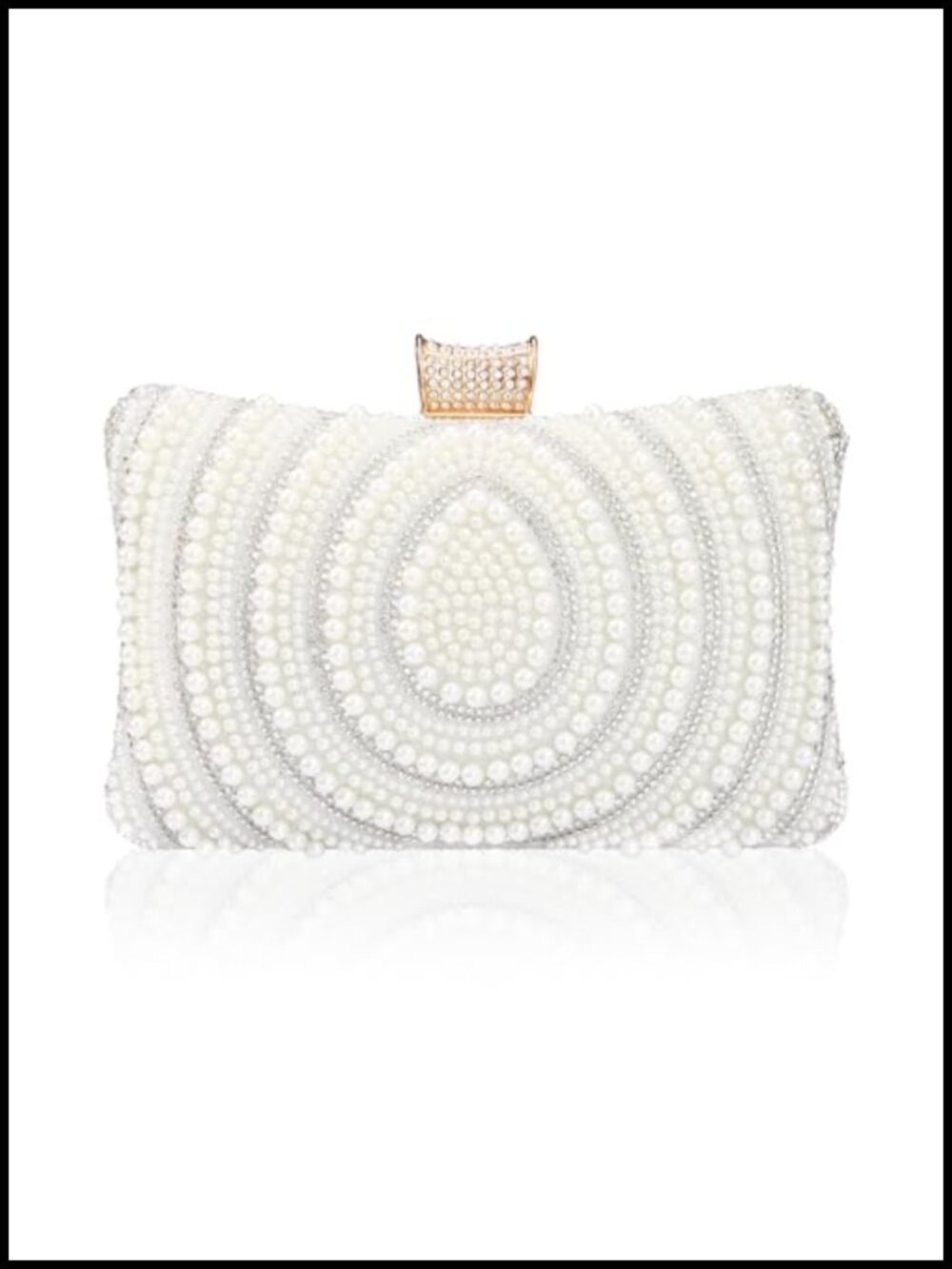 Pearl Beaded Evening Clutch Bag with Chain Luxury Bridal Purse